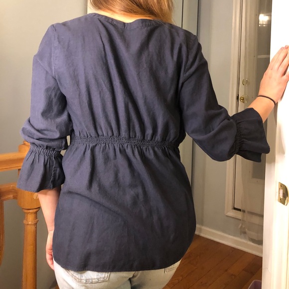 Dark Blue Button Down Top - Picture 3 of 4